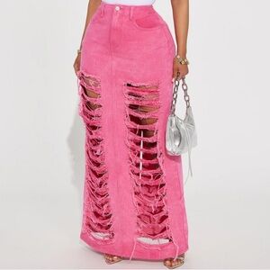 Long distressed skirt